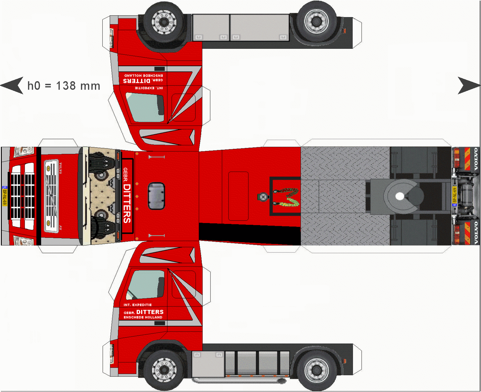 Fleet of white 18 wheeler semi trucks. Trucks With Trailers Printable : Ditters